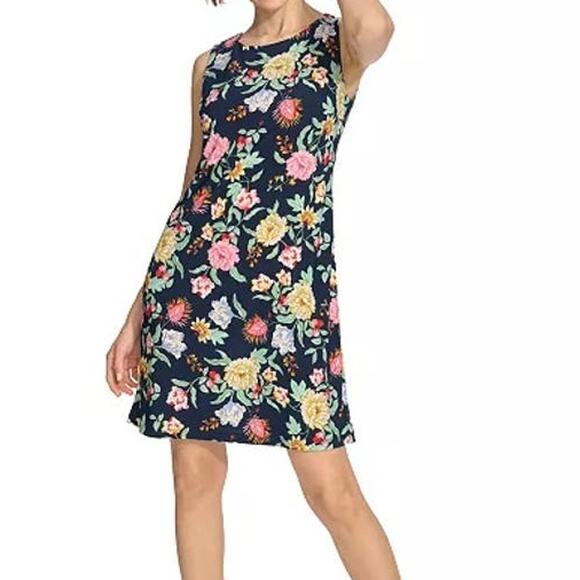 Tommy Hilfiger Dresses & Skirts - Tommy Hilfiger Floral print round neck shift dress sleeveless jersey-knit soft 8